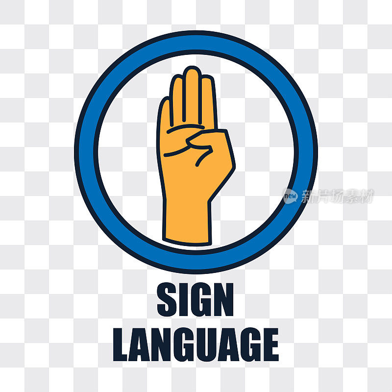 hand with sign language gesture on transparent background